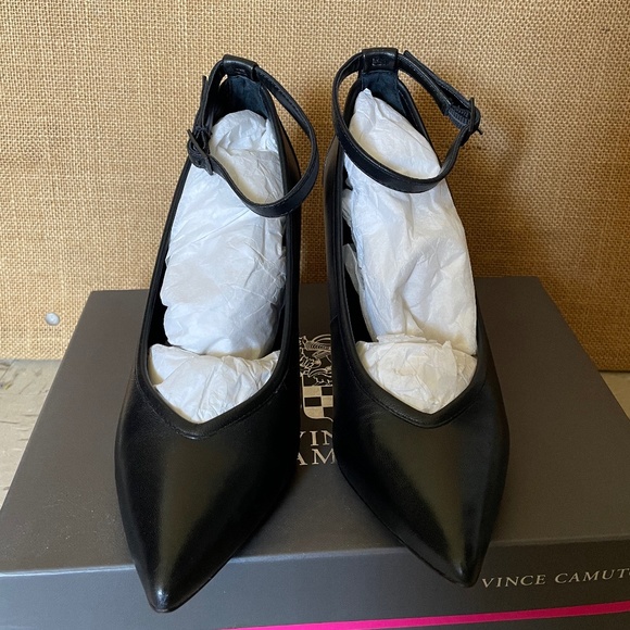 Vince Camuto Classic Black Ankle Strap Heels - Picture 3 of 14